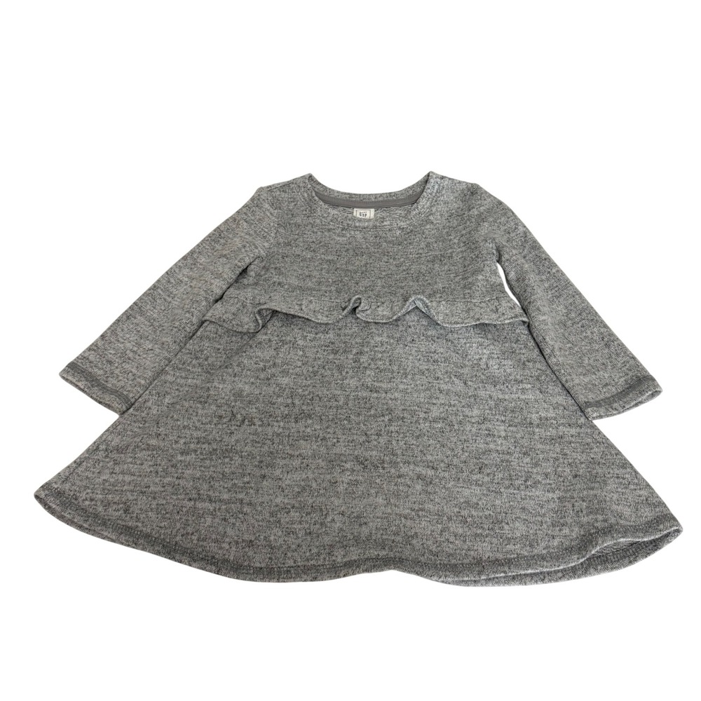 Baby Gap Toddler Girls Gray Heathered Ruffle Long Sleeve A-Line Dress 18-24M